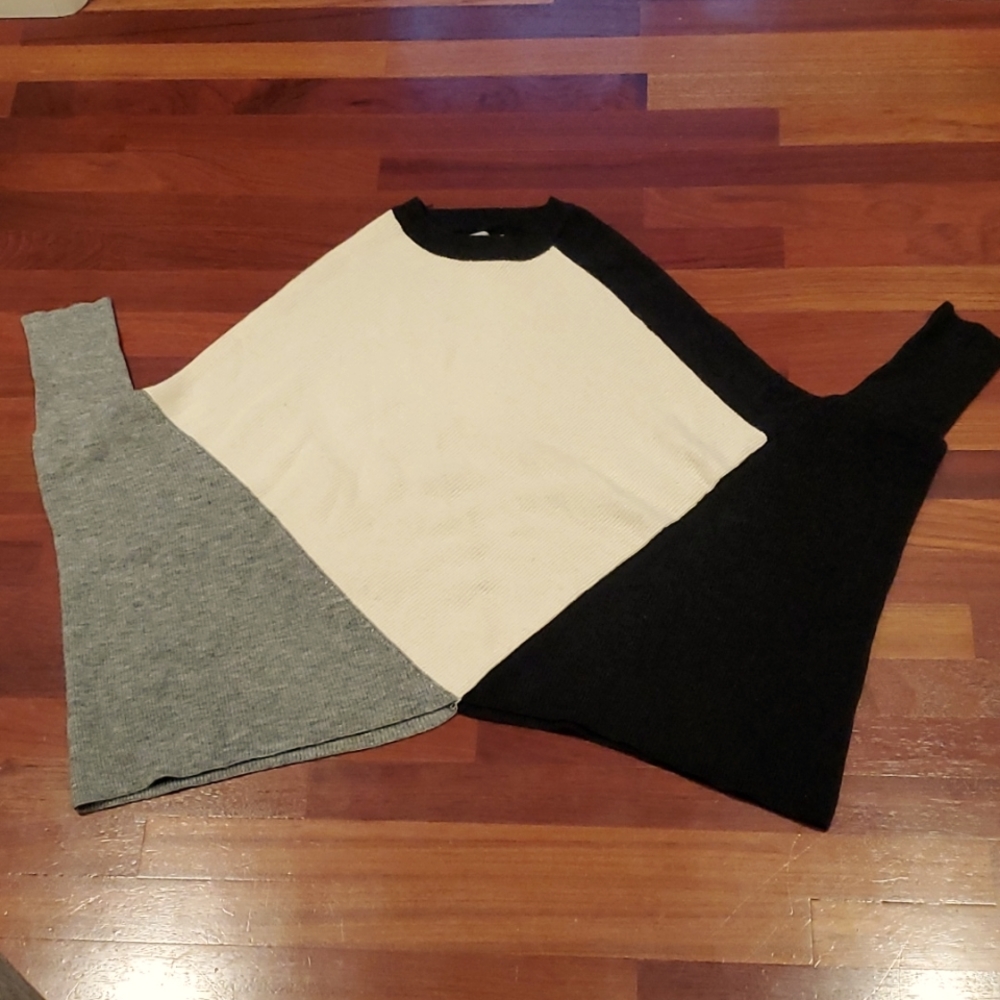 Cream, gray, black sweater